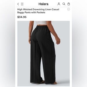 HALARA Drawstring Linen Pants- Black